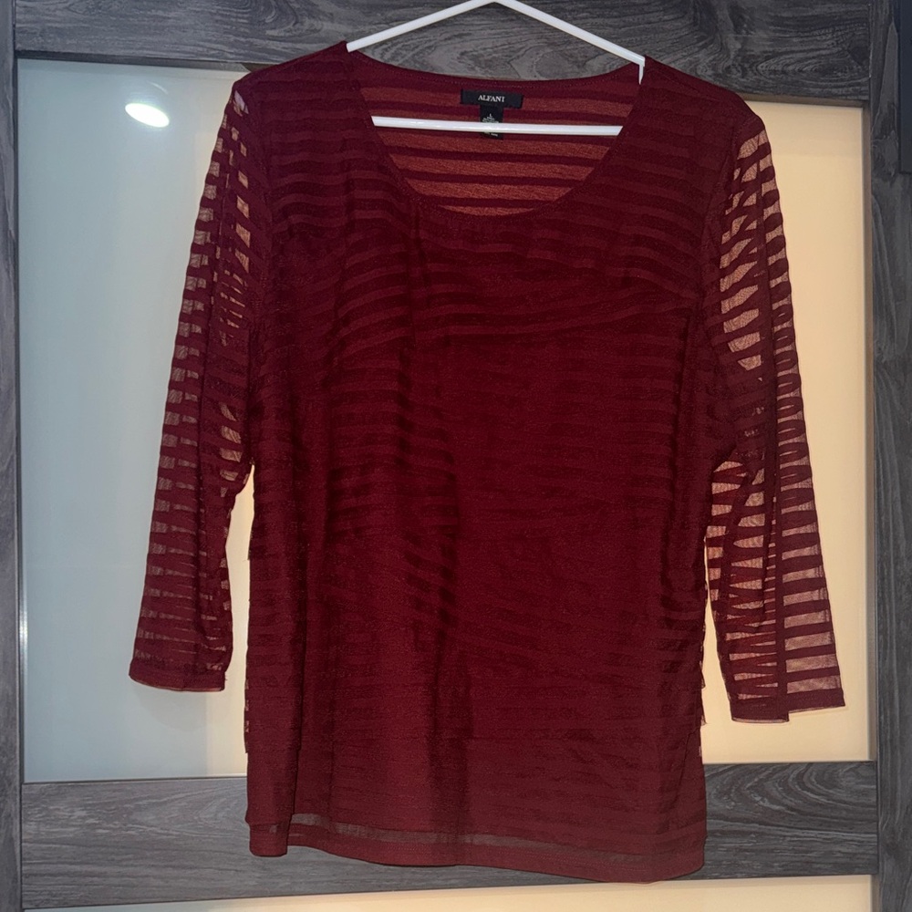 Alfani Deep Red Sheer Top